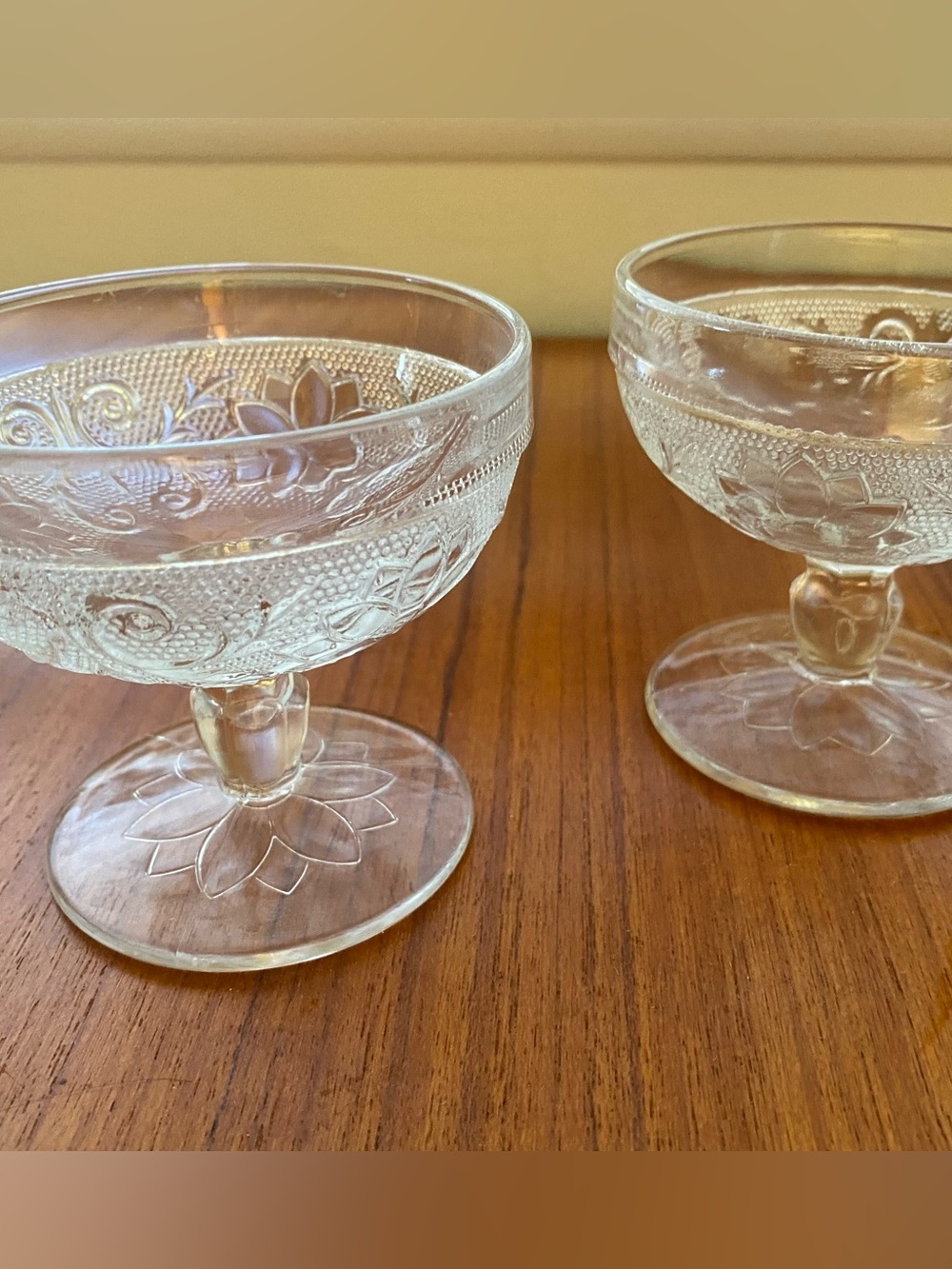 Vintage Indiana Glass Tiara Floral Coup Dessert Bowls - Set of 2